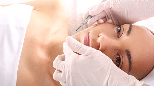 Facial treatment in a spa setting.