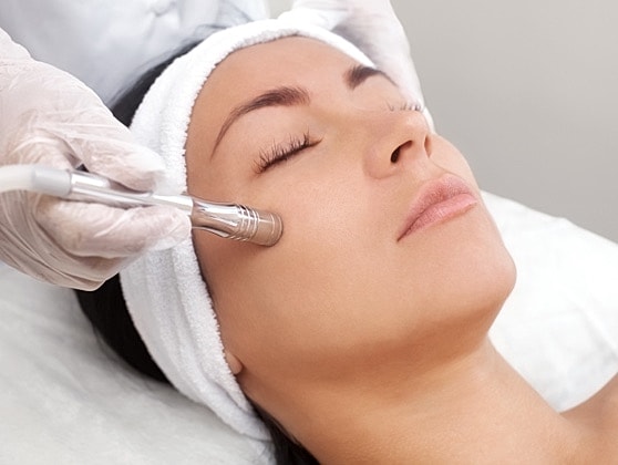 Facial treatment in a spa setting.