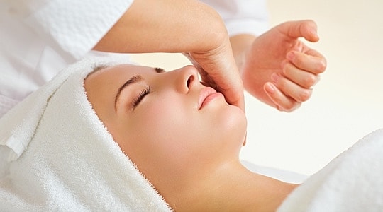 Roswell facials model receiving a medical facial at a medspa